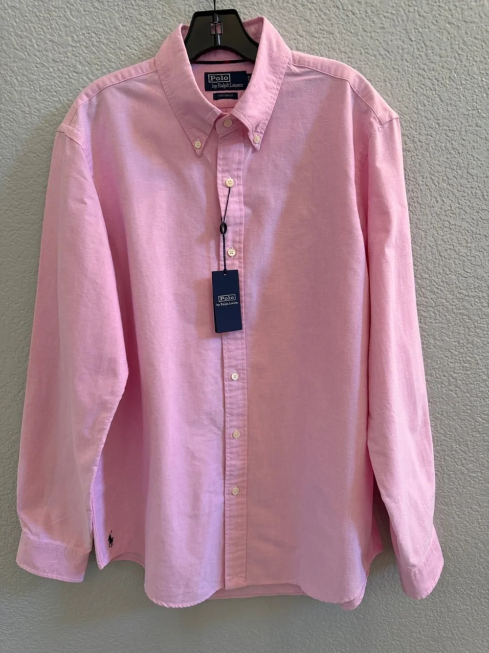 Polo Ralph Lauren Men’s Custom Fit Tall Long Sleeve Shirt Pink Size XL
